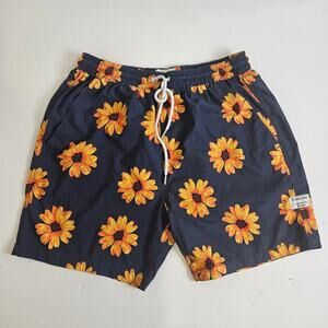 Public Art Daisy Swim Shorts Men Medium 6in inseam Navy Blue